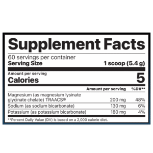 Supplement Facts for Jigsaw MagSoothe Tart Raspberry Lemonade showing 200 mg magnesium glycinate, sodium, and potassium per scoop