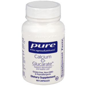 Pure Encapsulations Calcium-D-Glucarate supplement bottle, 60 capsules, supports detoxification and cellular health