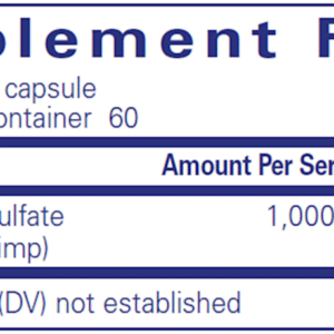 supplement facts for pure encapsulations glucosamine sulfate 1000 mg from crab and shrimp per capsule